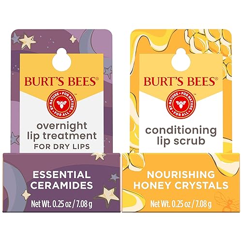 BURTS BEES LIP SCRUB OVERNIGHT TREATMENT WITH CERAMIDES EXFOLIATE HYDRATE LIPS, 2 X 0.25 OZ