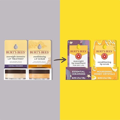 BURTS BEES LIP SCRUB OVERNIGHT TREATMENT WITH CERAMIDES EXFOLIATE HYDRATE LIPS, 2 X 0.25 OZ