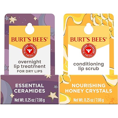 BURTS BEES LIP SCRUB OVERNIGHT TREATMENT WITH CERAMIDES EXFOLIATE HYDRATE LIPS, 2 X 0.25 OZ