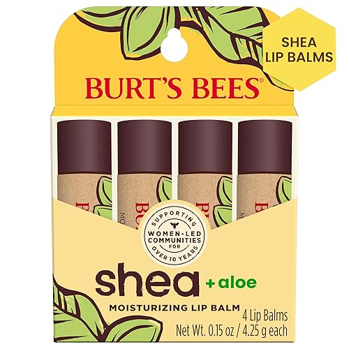 BURTS BEES SHEA ALOE LIP BALM 4-PACK MOISTURIZING, ANTIOXIDANT, NATURAL HOLIDAY GIFT