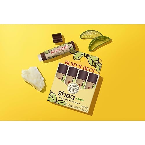 BURTS BEES SHEA ALOE LIP BALM 4-PACK MOISTURIZING, ANTIOXIDANT, NATURAL HOLIDAY GIFT
