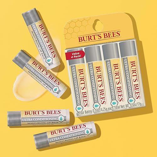 BURTS BEES 4-PACK LIP BALM STOCKING STUFFERS, NATURAL MOISTURIZING LIP CARE WITH SHEA COCOA BUTTER