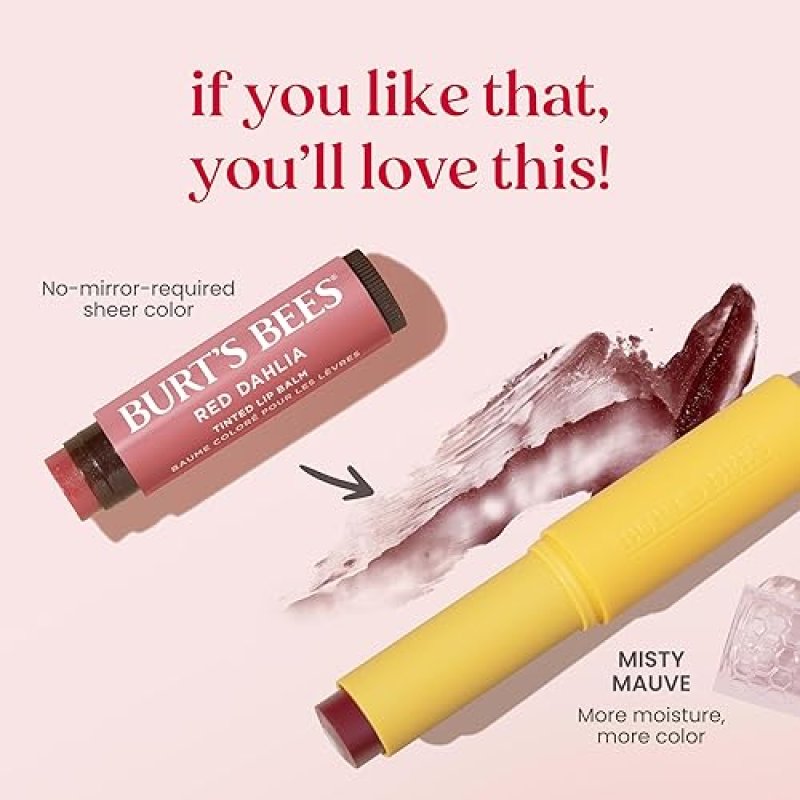 BURT S BEES TINTED LIP BALM MISTY MAUVE HYDRATING 24H MOISTURIZER WITH NATURAL BEESWAX