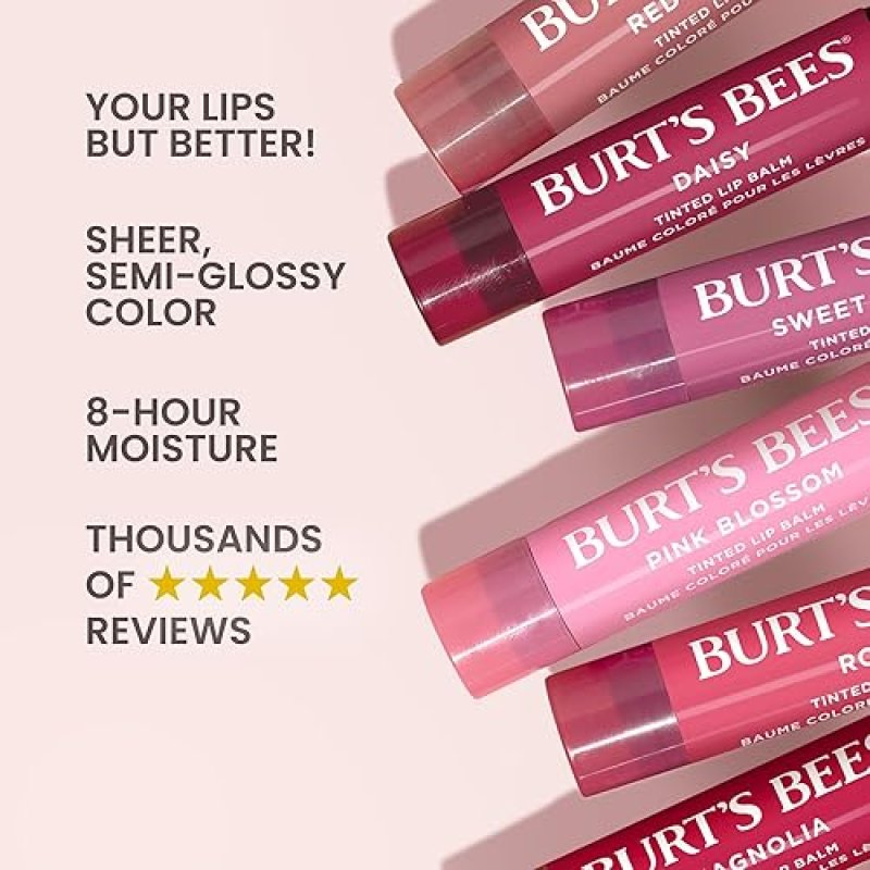 BURTS BEES 2-PACK LIP TINT BALM RED DAHLIA - HYDRATING, LONG-LASTING, NATURAL FINISH