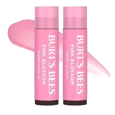 BURTS BEES PINK BLOSSOM TINTED LIP BALM 8-HOUR MOISTURE, NATURAL SHEA BUTTER, 0.15 OZ