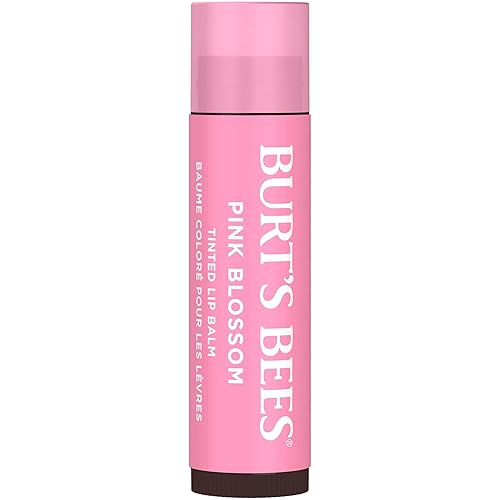 BURTS BEES PINK BLOSSOM TINTED LIP BALM 8-HOUR MOISTURE, NATURAL SHEA BUTTER, 0.15 OZ
