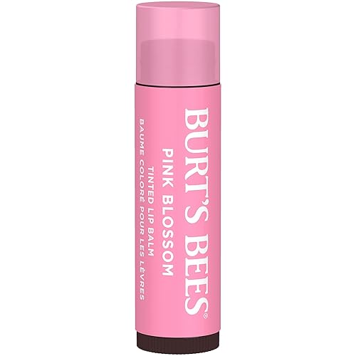 BURTS BEES PINK BLOSSOM TINTED LIP BALM 8-HOUR MOISTURE, NATURAL SHEA BUTTER, 0.15 OZ