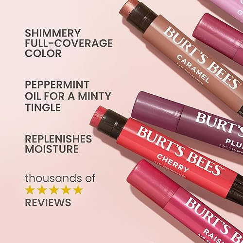 BURTS BEES SHIMMER LIP TINT 4-PACK MOISTURIZING TINTED BALM, NATURAL GLOW HYDRATION