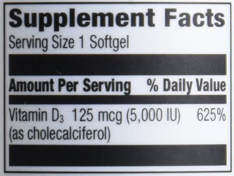 AMAZON ELEMENTS VITAMIN D3, 5000 IU, 180 SOFTGELS, 6 MONTH SUPPLY