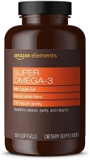 AMAZON ELEMENTS SUPER OMEGA-3, EPA DHA OMEGA-3 FATTY ACIDS 1280 MG PER SERVING, 2 SOFTGELS , NATURAL