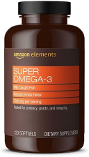AMAZON ELEMENTS SUPER OMEGA-3, EPA DHA OMEGA-3 FATTY ACIDS 1280 MG PER SERVING, 2 SOFTGELS , NATURAL