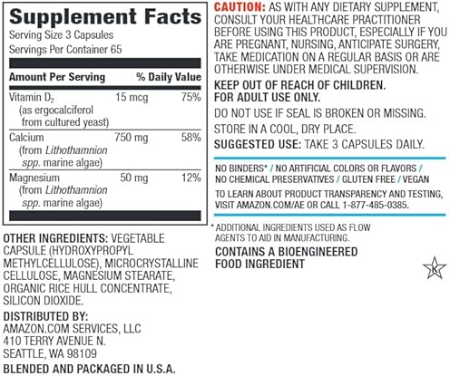 AMAZON ELEMENTS CALCIUM COMPLEX, 195 CAPSULES