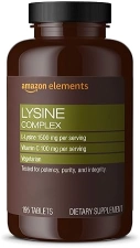 AMAZON ELEMENTS LYSINE COMPLEX WITH VITAMIN C FOR IMMUNE HEALTH SUPPORT, VEGETARIAN, 65 SERVINGS, 19