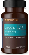 AMAZON ELEMENTS VITAMIN D2 2000 IU, VEGAN, 65 CAPSULES, SUPPORTS STRONG BONES AND IMMUNE HEALTH, 2 M