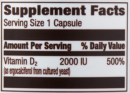 AMAZON ELEMENTS VITAMIN D2 2000 IU, VEGAN, 65 CAPSULES, SUPPORTS STRONG BONES AND IMMUNE HEALTH, 2 M