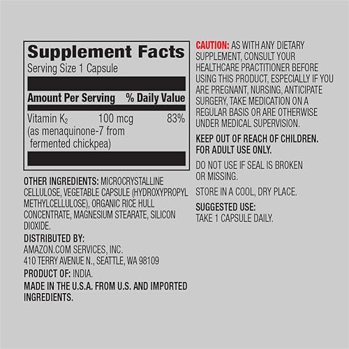 AMAZON ELEMENTS VITAMIN K₂ 100 MCG, 65 CAPSULES
