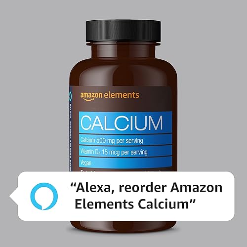 AMAZON ELEMENTS CALCIUM PLUS VITAMIN D, CALCIUM 500MG WITH D2 600IU, VEGAN, 65 TABLETS 2 MONTH SUPPL