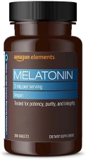 AMAZON ELEMENTS MELATONIN 3MG, HELPS WITH OCCASIONAL SLEEPLESSNESS, VEGAN, UNFLAVORED, 260 TABLETS,