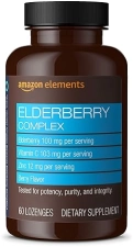 AMAZON ELEMENTS ELDERBERRY COMPLEX, IMMUNE SYSTEM SUPPORT, 60 BERRY FLAVORED LOZENGES, ELDERBERRY 10