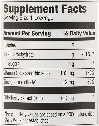 AMAZON ELEMENTS ELDERBERRY COMPLEX, IMMUNE SYSTEM SUPPORT, 60 BERRY FLAVORED LOZENGES, ELDERBERRY 10