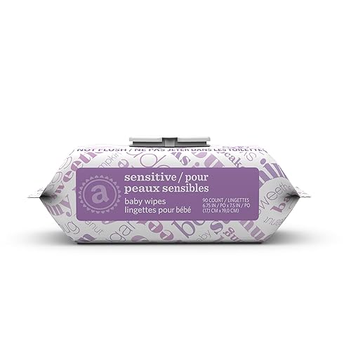 AMAZON ELEMENTS BABY WIPES, SENSITIVE, 810 COUNT, FLIP-TOP PACKS, PACK OF 9