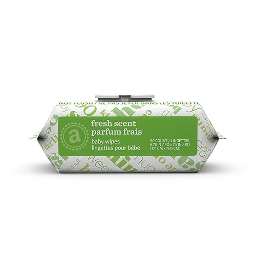 AMAZON ELEMENTS BABY WIPES, FRESH, FLIP-TOP PACKS, 810 COUNT, 9 PACKS OF 90 COUNTS