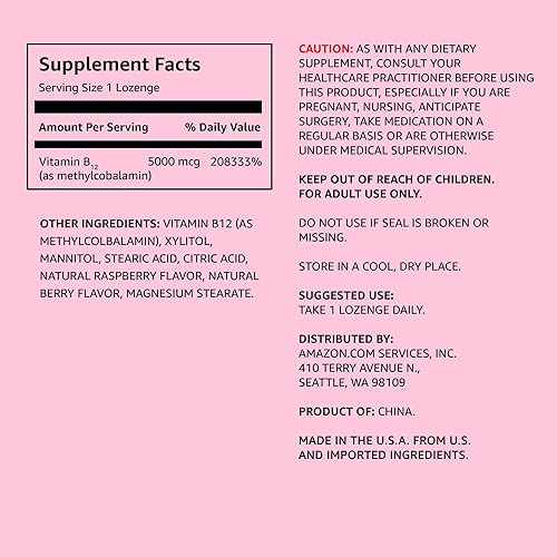 AMAZON ELEMENTS VITAMIN B12 METHYLCOBALAMIN 5000 MCG - NORMAL ENERGY PRODUCTION AND METABOLISM, IMMU