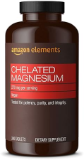AMAZON ELEMENTS - CHELATED MAGNESIUM, 240 TABLETS, 270 MG PER SERVING, AS MAGNESIUM GLYCINATE CHELAT