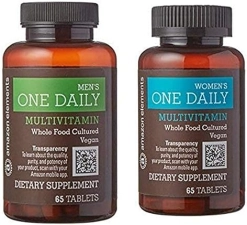 AMAZON ELEMENTS MENS AND WOMENS ONE DAILY MULTIVITAMINS, VEGAN, 65 TABLETS, 2 MONTH SUPPLY