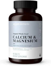 AMAZON ELEMENTS - ORGANIC WHOLE FOOD CALCIUM MAGNESIUM, VEGAN, GLUTEN FREE, 90 TABLETS