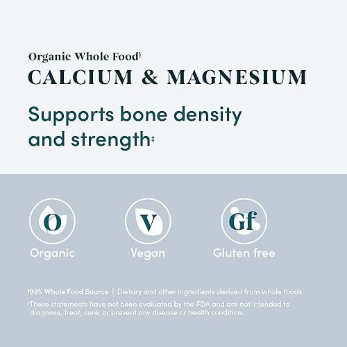 AMAZON ELEMENTS - ORGANIC WHOLE FOOD CALCIUM MAGNESIUM, VEGAN, GLUTEN FREE, 90 TABLETS