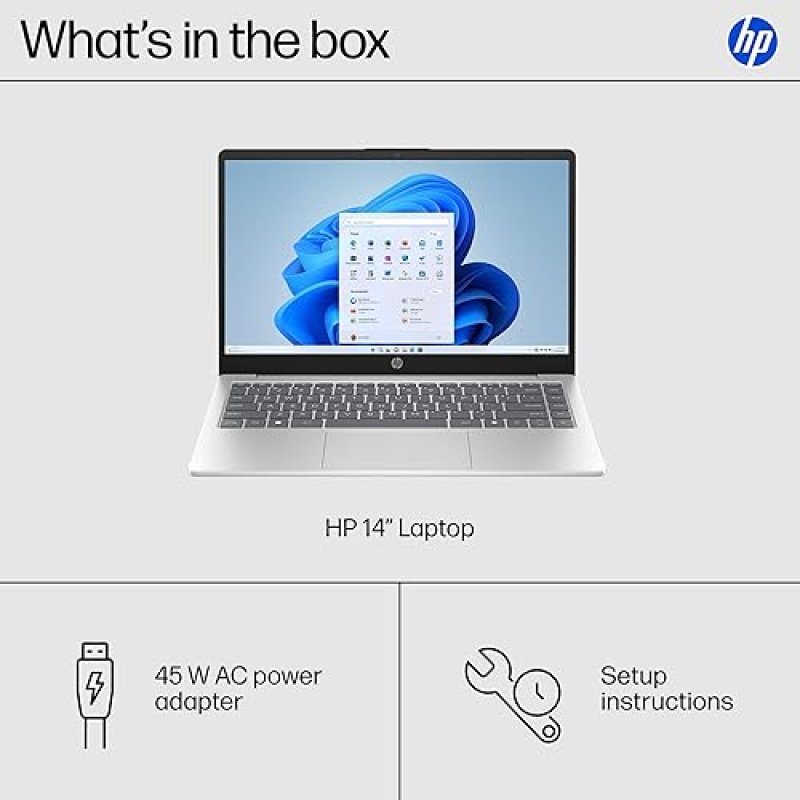 HP 14 INCH LAPTOP, HD TOUCHSCREEN DISPLAY, AMD RYZEN 5 7520U, 8 GB RAM, 512 GB SSD, AMD RADEON GRAPH