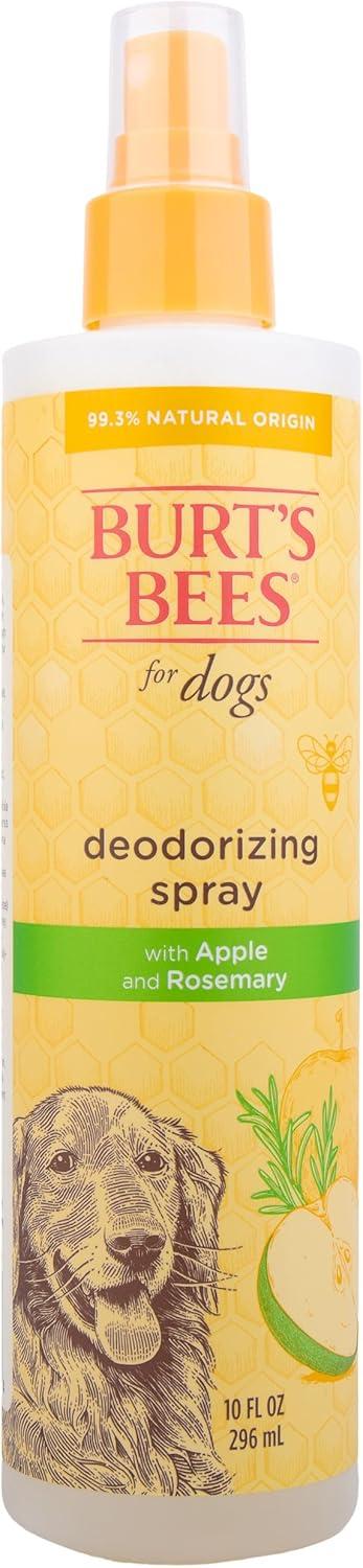 BURTS BEES APPLE & ROSEMARY DEODORIZING DOG SPRAY - 99.7% NATURAL, WATERLESS SHAMPOO - 10 OZ"
