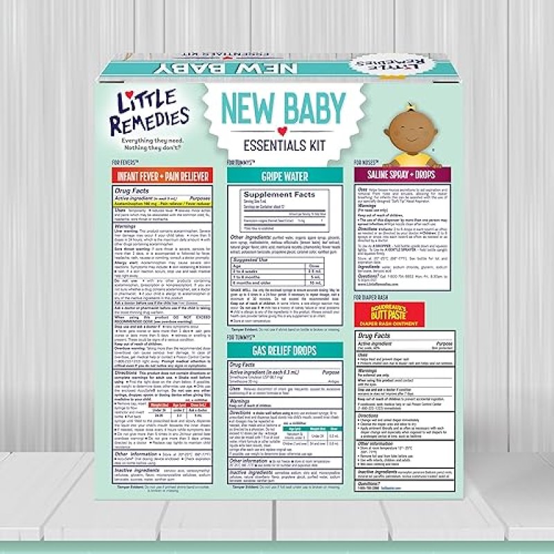LITTLE REMEDIES NEWBORN ESSENTIALS KIT WITH SALINE SPRAY, DIAPER CREAM, GAS DROPS GRIPE WATER