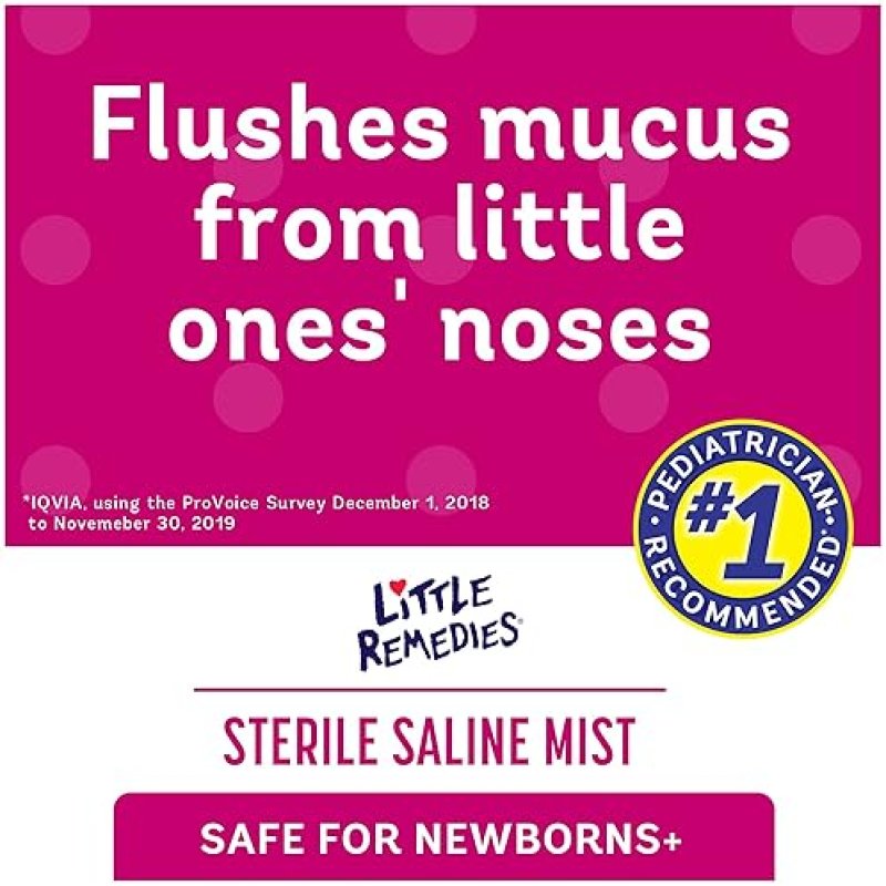 LITTLE REMEDIES BABY SALINE NASAL MIST 3OZ STERILE RELIEF FOR NEWBORN STUFFY, DRY NOSES 3 PACK