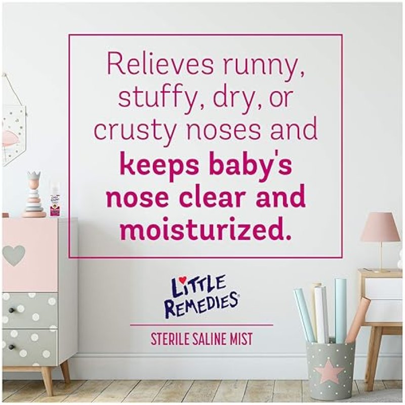 LITTLE REMEDIES BABY SALINE NASAL MIST 3OZ STERILE RELIEF FOR NEWBORN STUFFY, DRY NOSES 3 PACK