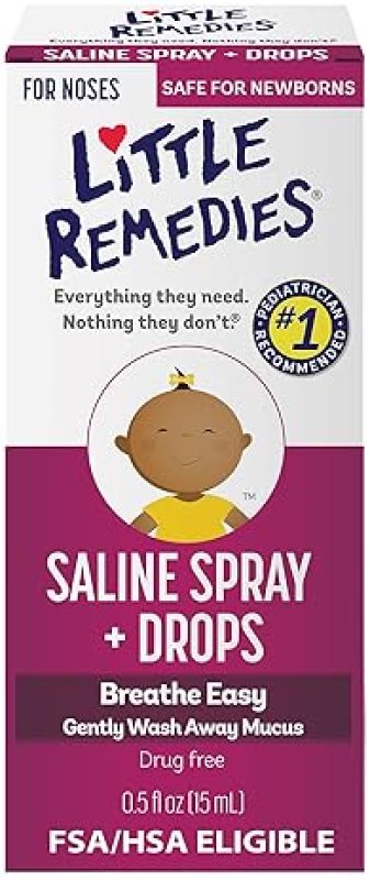 LITTLE REMEDIES SALINE SPRAY DROPS FOR NEWBORNS, SAFE NASAL MIST, 0.5 FL OZ