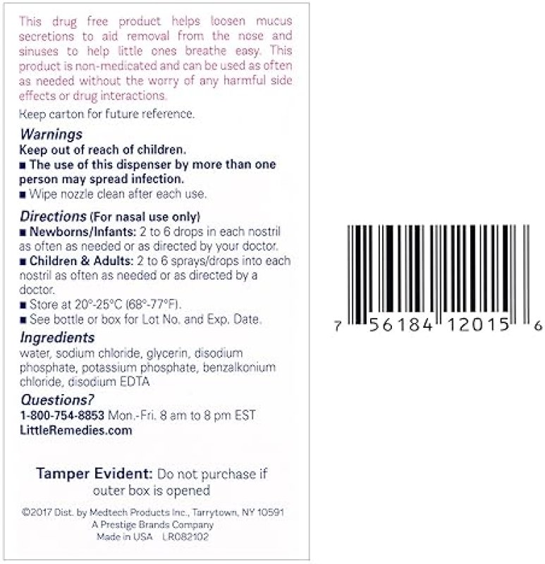 LITTLE REMEDIES BABY SALINE NASAL SPRAY DROPS, STERILE RELIEF FOR NEWBORNS, 0.5 FL OZ, 3 PACK