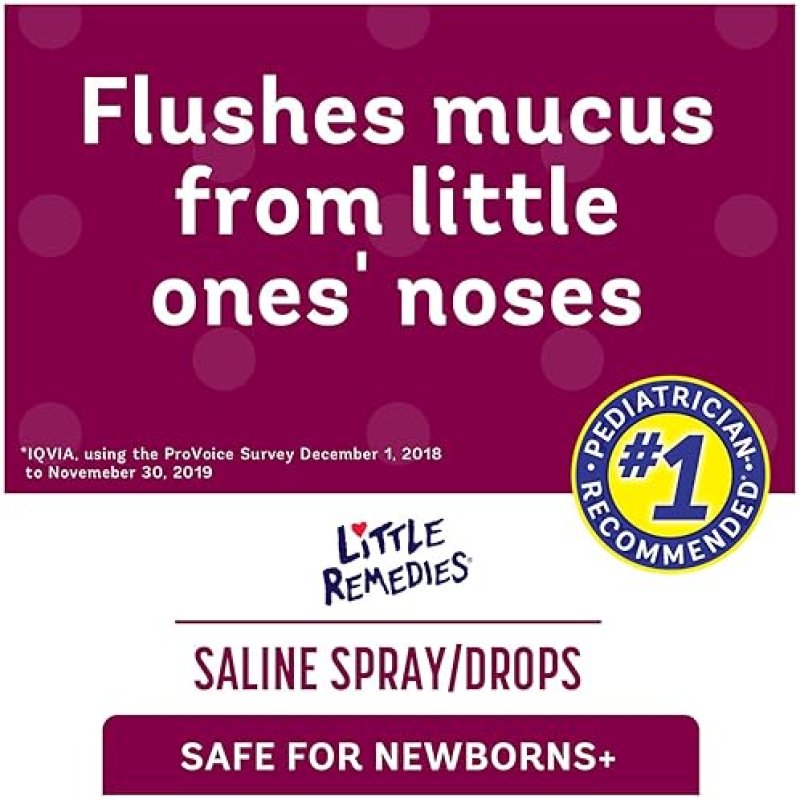 LITTLE REMEDIES BABY SALINE NASAL SPRAY DROPS, STERILE RELIEF FOR NEWBORNS, 0.5 FL OZ, 3 PACK