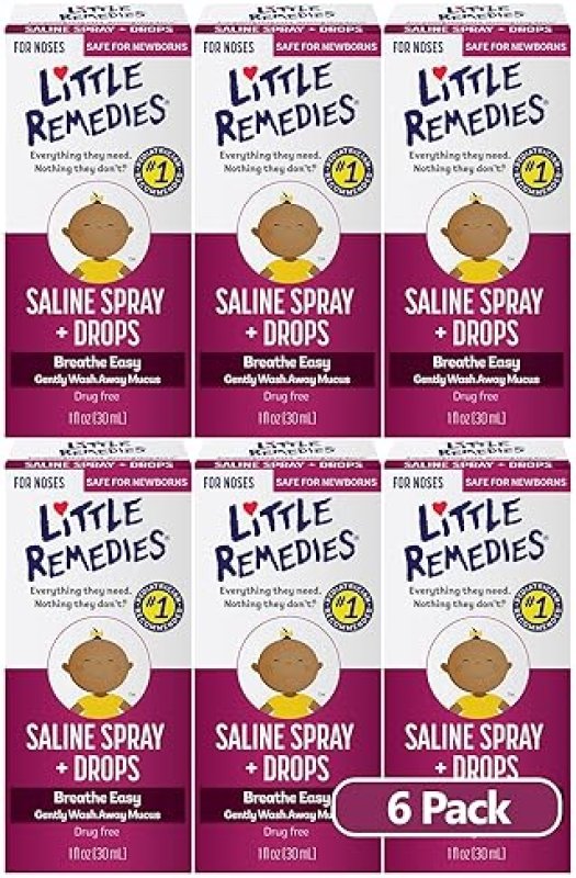 LITTLE REMEDIES SALINE SPRAY DROPS FOR NEWBORNS, 1 FL OZ PACK OF 6 SAFE NASAL CARE
