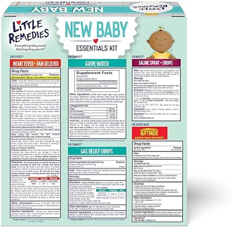 LITTLE REMEDIES NEWBORN BABY ESSENTIALS KIT SALINE SPRAY, DIAPER CREAM, GAS RELIEF MORE