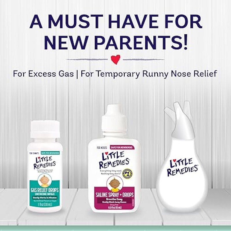 LITTLE REMEDIES NEWBORN BABY ESSENTIALS KIT SALINE SPRAY, DIAPER CREAM, GAS RELIEF MORE