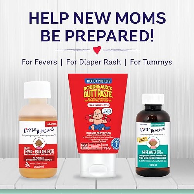 LITTLE REMEDIES NEWBORN BABY ESSENTIALS KIT SALINE SPRAY, DIAPER CREAM, GAS RELIEF MORE