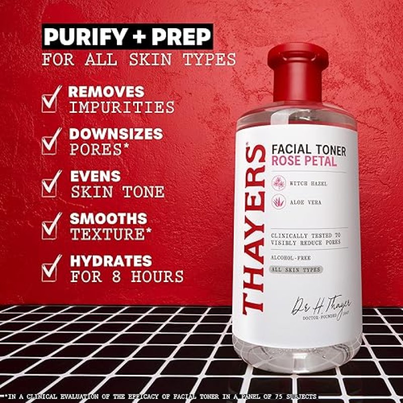 THAYERS ALCOHOL-FREE ROSE PETAL WITCH HAZEL TONER 12OZ HYDRATING, SOOTHING, ALL SKIN TYPES