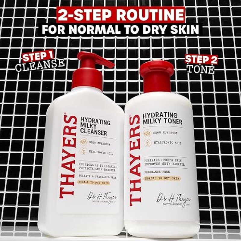 THAYERS MILKY HYDRATING FACE CLEANSER WITH SNOW MUSHROOM HYALURONIC ACID GENTLE, PARABEN-FREE, 8 OZ