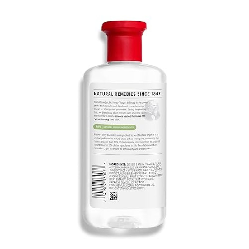 THAYERS ALCOHOL-FREE CUCUMBER WITCH HAZEL TONER WITH ALOE VERA, HYDRATING, VEGAN, 12 OZ