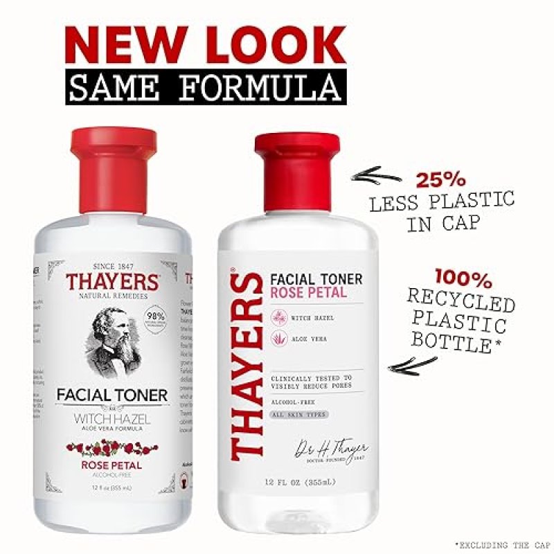 THAYERS ALCOHOL-FREE ROSE PETAL WITCH HAZEL TONER 3OZ SOOTHING, HYDRATING, GLOWING SKIN