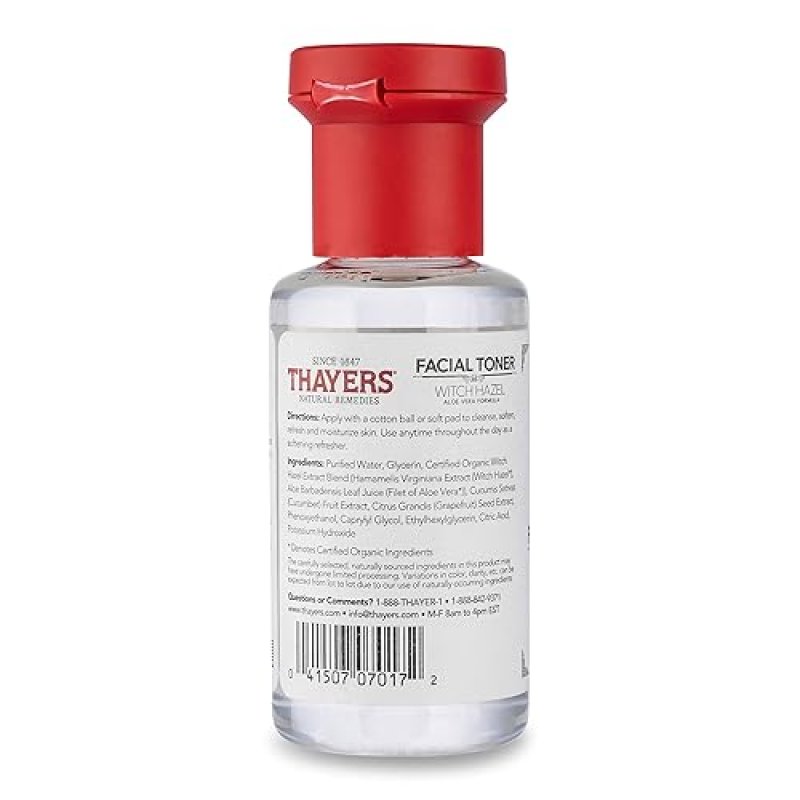 THAYERS ALCOHOL-FREE WITCH HAZEL FACIAL TONER WITH ALOE VERA CUCUMBER, 3 OZ TRIAL SIZE