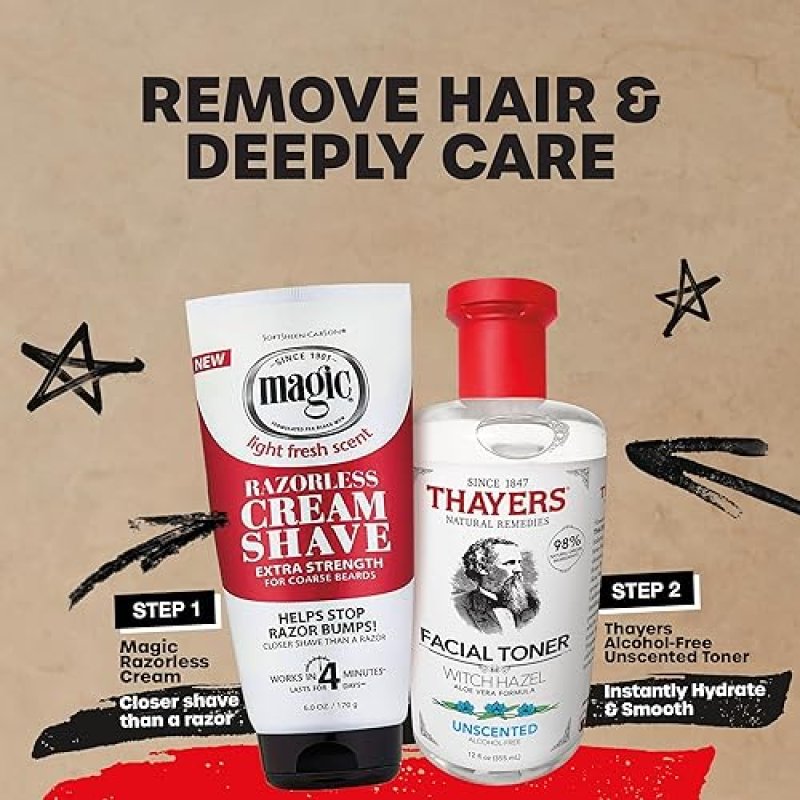 THAYERS SMOOTH SKIN KIT MAGIC RAZORLESS SHAVE CREAM WITH SHEA BUTTER THAYERS WITCH HAZEL TONER