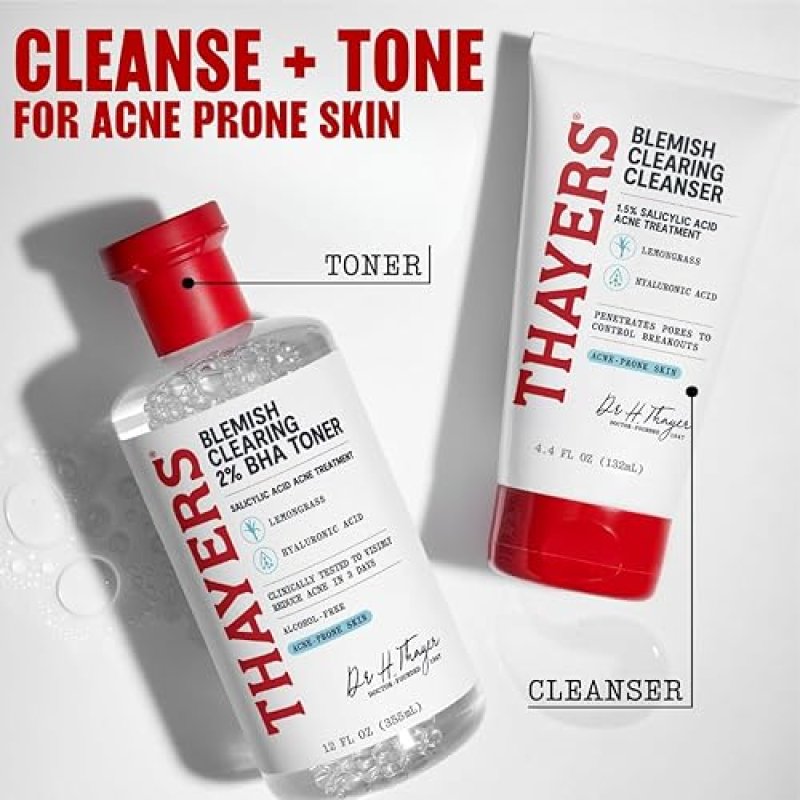 THAYERS 2 SALICYLIC ACID BLEMISH CLEARING TONER FOR ACNE, SOOTHING NON-STRIPPING SKIN, 12OZ